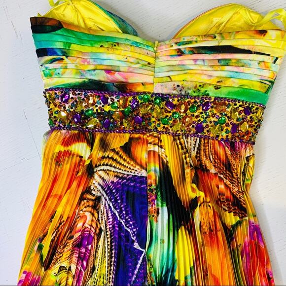 Night Moves multicolored beaded strapless pleated - Picture 8 of 10